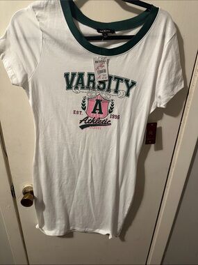 Ruff & Lace Girls' White Varsity Graphic Tee